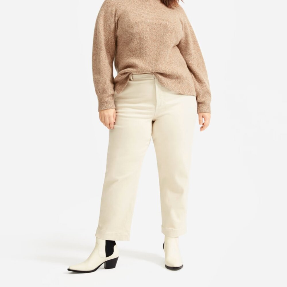 Everlane Cropped Straight Pant in Off White